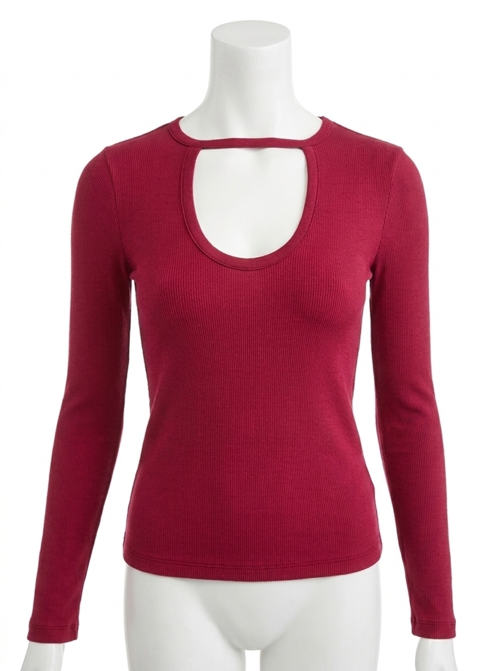 NEW BOBI women's front keyhole tee in cherry